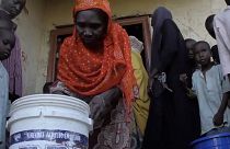 Displaced people in camp