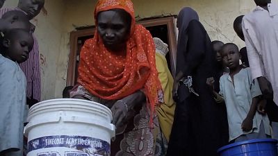 Displaced people in camp