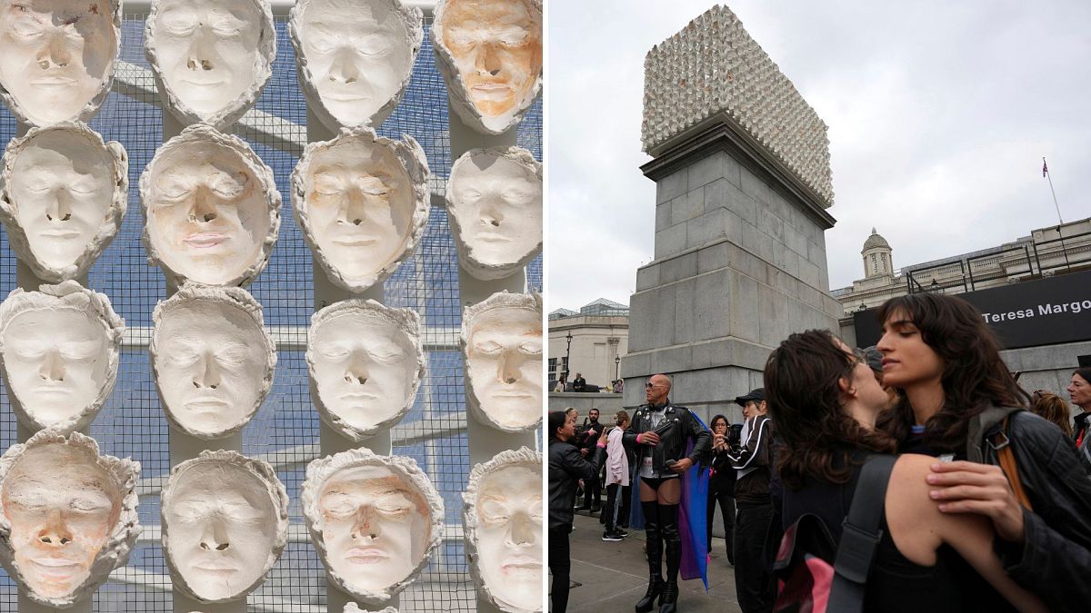 An artwork "Mil Veces un Instante (A Thousand Times in an Instant)" created by Mexican artist Teresa Margolles is placed for the Fourth Plinth