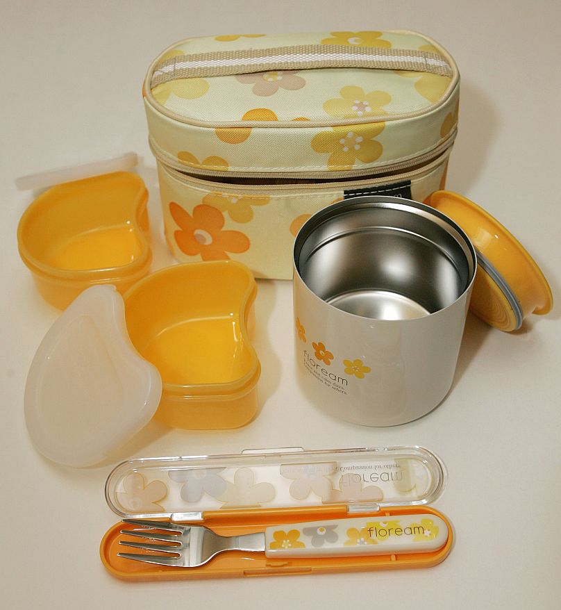 Two Tupperware containers as part of a 2007 Japanese lunch box set