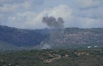 Smoke rises in northern Israel following a rocket strike from Lebanon.