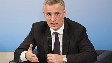 NATO Genel Sekreteri Jens Stoltenberg, 18 Şubat 2018 Cumartesi günü Almanya'nın Münih kentinde düzenlenen Münih Güvenlik Konferansı'nda konuşuyor