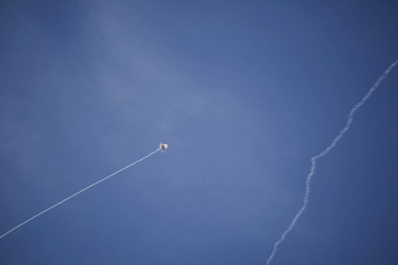 Israeli Iron Dome air defense system fires to intercept a rocket fired from Lebanon, in northern Israel, Friday, Sept. 20, 2024. 