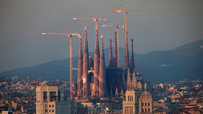 2010 general view of the Sagrada Familia church in Barcelona, Spain.