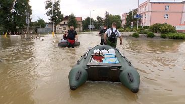 Lewin Brzeski residents commuting with boats