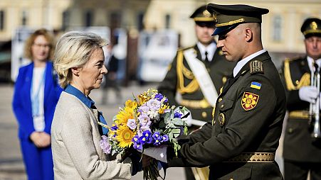 Ursula von der Leyen besuchte am Freitag Kiew.