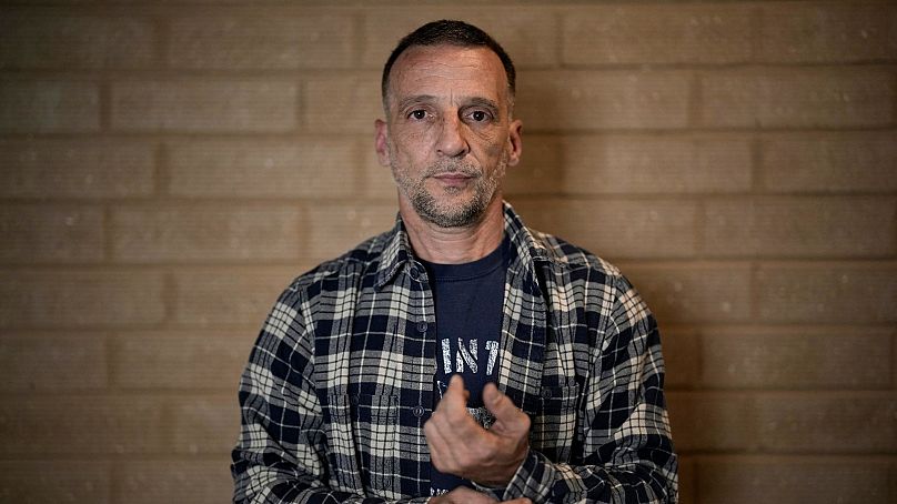 Mathieu Kassovitz poses after an interview with Associated Press, in Tremblay-en-France, Tuesday, 17 September 2024.