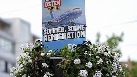 Propagande électorale du parti d'extrême droite Alternative pour l'Allemagne sur le thème de la "remigration", le 14 août 2024.