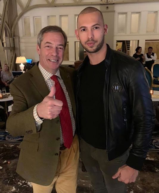 Nigel Farage és Andrew Tate, 2019-ben