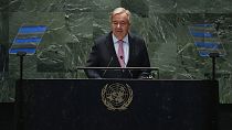 António Guterres, Secretário-Geral das Nações Unidas, fala à Assembleia Geral das Nações Unidas durante a Cimeira para o Futuro, domingo, 22 de setembro de 2024, Nova Iorque