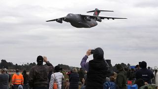 Aircraft displays thrill visitors at South Africa's annual aerospace exhibition