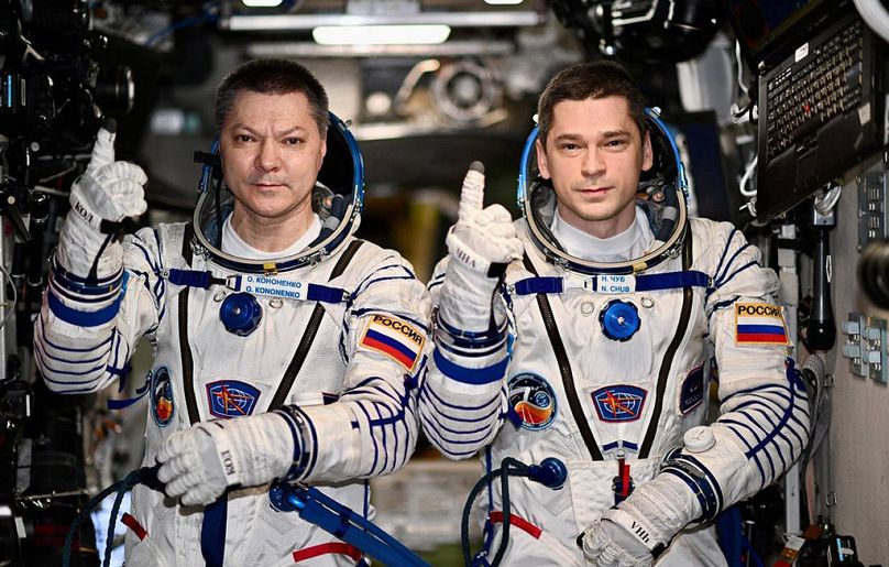 Oleg Kononenko et Nikolai Chub à bord de la Station spatiale internationale le 20 septembre 2024.