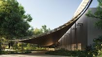 The revamped Centro de Arte Moderna Gulbenkian (CAM) integrates the building with the surrounding garden's beauty.