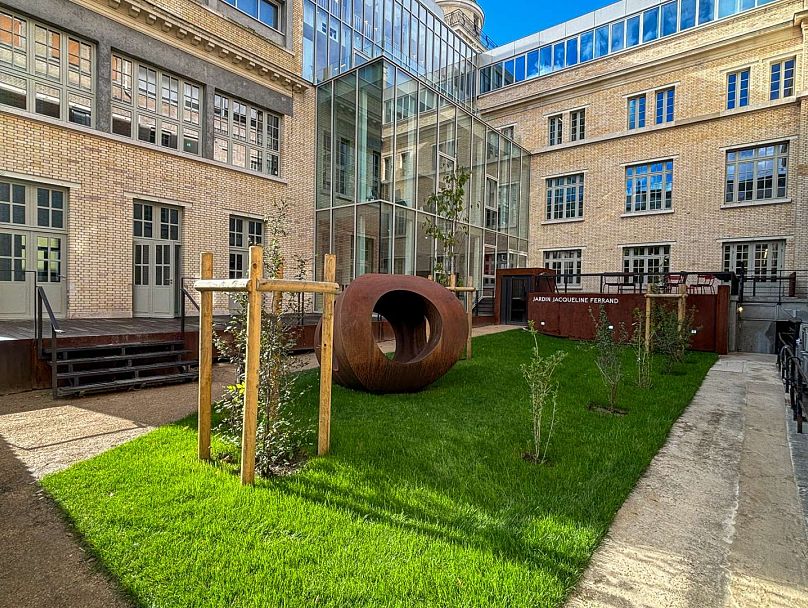 The courtyard at the Maison Poincaré features a sculpture of the mysterious shape called the Rulpidon.