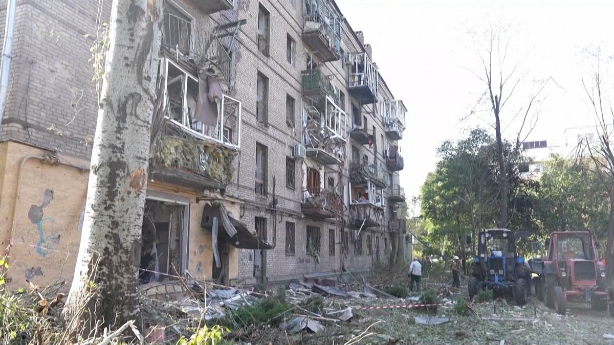 The aftermath of Russian shelling on residential dwellings in Zaporizhzhia, Ukraine, on Monday, 23 September, 2024.