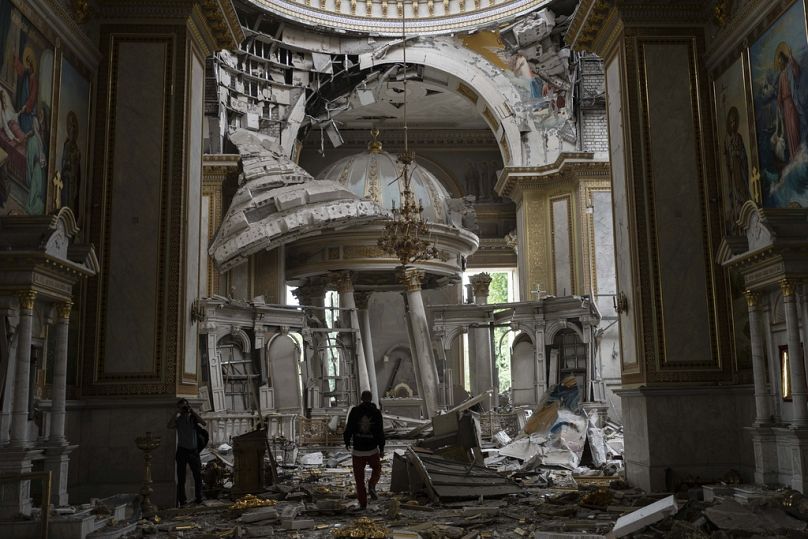 Odesa's Transfiguration Cathedral is among the Ukrainian heritage sites to have sustained damage.