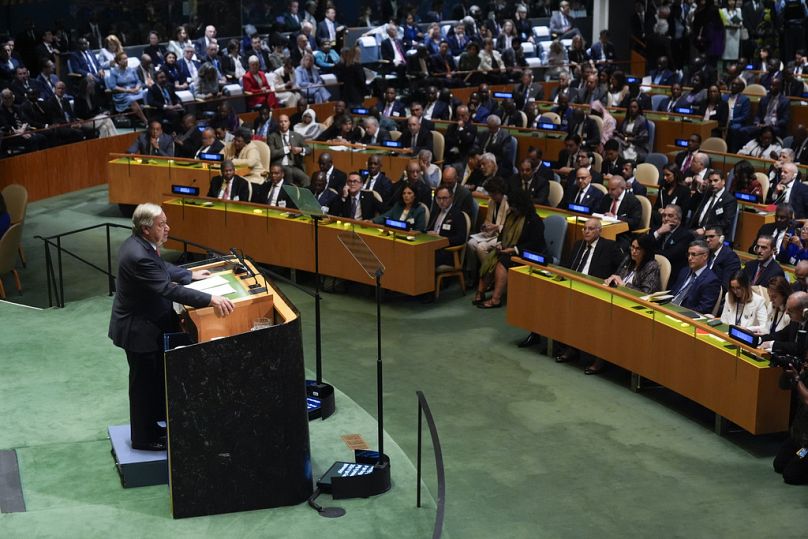 António Guterres, discursa na 79.ª sessão da Assembleia Geral das Nações Unidas na sede da ONU