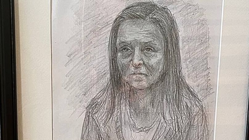 Foto disegnata da Natallia Hersche durante la sua condanna
