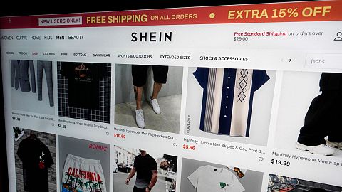 A page from the Shein website is shown in this photo, in New York on 23 June 2023. 