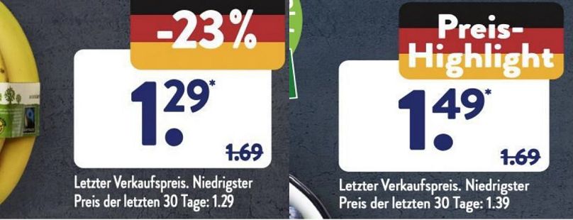 Gli annunci nei supermercati Aldi