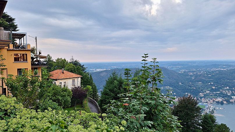 Cafes and restaurants on top of the Como-Brunate funicular railway.