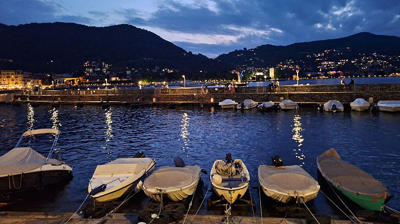 The lake at night in Como.