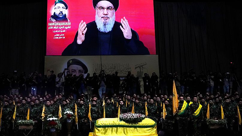سخنرانی نصرالله در مراسم تشییع فواد شکر 