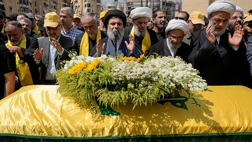 هاشم صفی الدین در مراسم تشییع حاج ابوطالب در ۱۲ ژوئن ۲۰۲۴