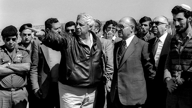 Ariel Sharon és Menáchem Begin izraeli miniszterelnök, Libanon, 1982