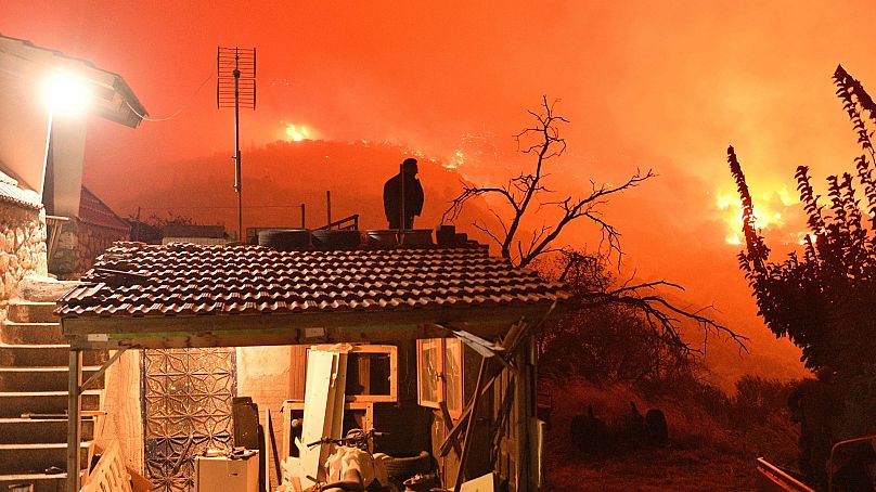 A wildfire approaches the village of Kallithea, 29 September 2024.