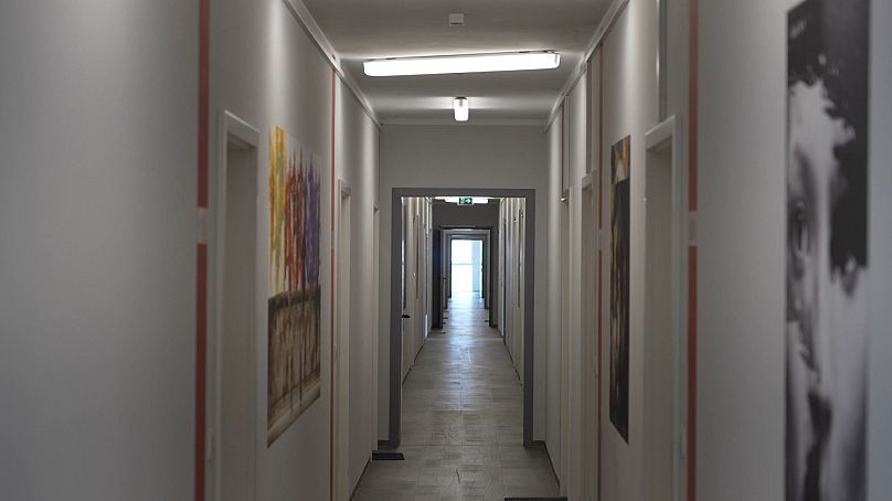 Corridor lined with art 