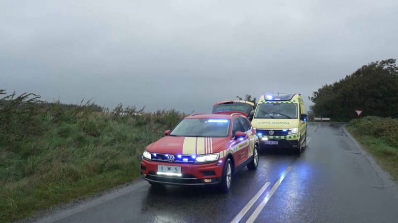 Emergency services were called out amid heavy rainfall in western Denmark.