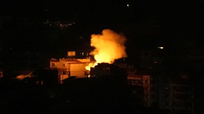 Flames and smoke rise from an Israeli airstrike that hit the southern suburb of Beirut, Lebanon, Tuesday, Oct. 1, 2024. Flames and smoke rise from an Israeli airstrike that hit the southern suburb of Beirut, Lebanon, Tuesday, Oct. 1, 2024.