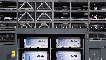 Exterior view of one of the buildings in the ASML complex, a leading maker of semiconductor production equipment, in Veldhoven, Netherlands Exterior view of one of the buildings in the ASML complex, a leading maker of semiconductor production equipment, in Veldhoven, Netherlands