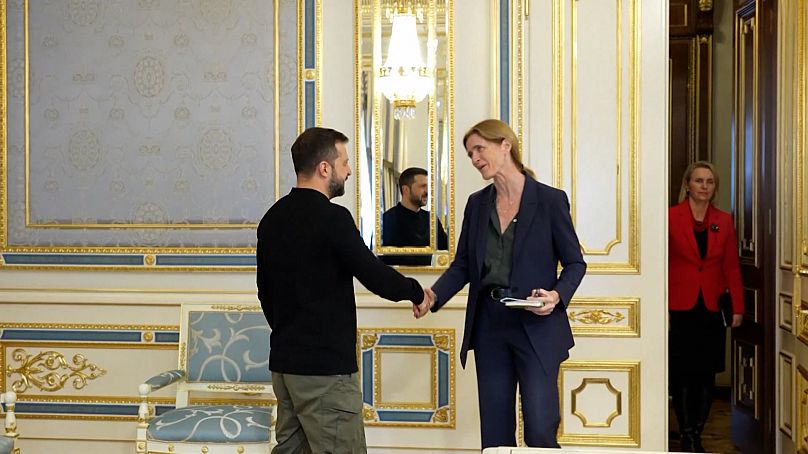 Samantha Power (USAID) et le pdt Volodymyr Zelensky le 2 octobre à Kyiv