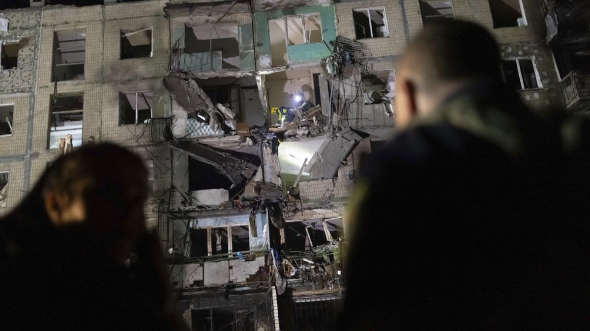 At least 12 injured in Russian shelling of apartment building in Kharkiv