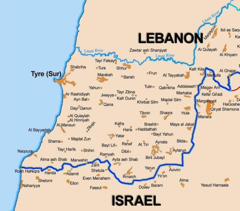 La ligne bleue ou ligne de retrait entre le Liban et Israël