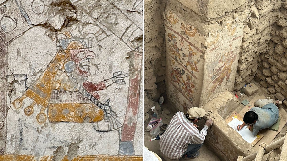 Archaeologists uncover extraordinary Moche throne and murals of female leader in Peru