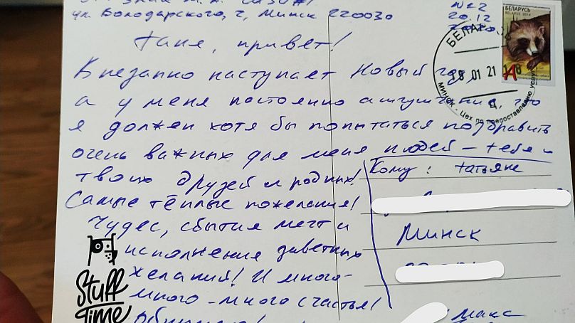 Uma carta de Maria Kolesnikova para a sua irmã Tatsjana Khomich.