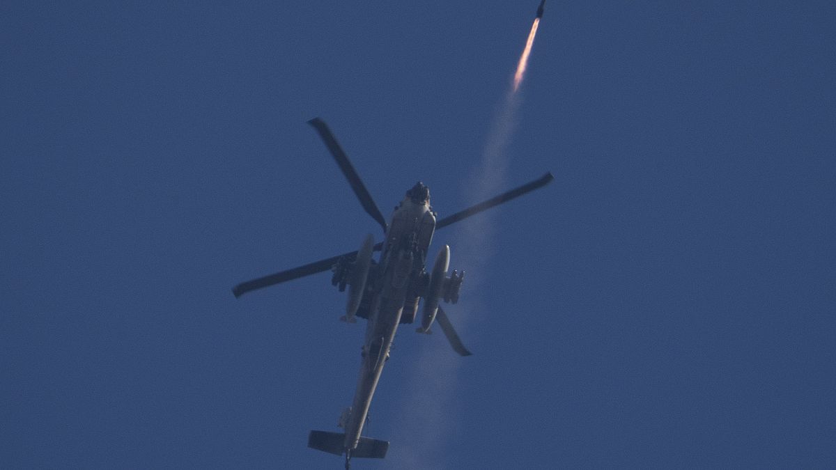 Israeli Apache attack helicopter fires missiles into Lebanon