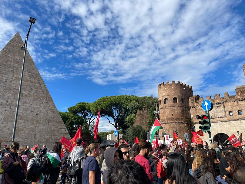 Manifestación pro Palestina en Roma