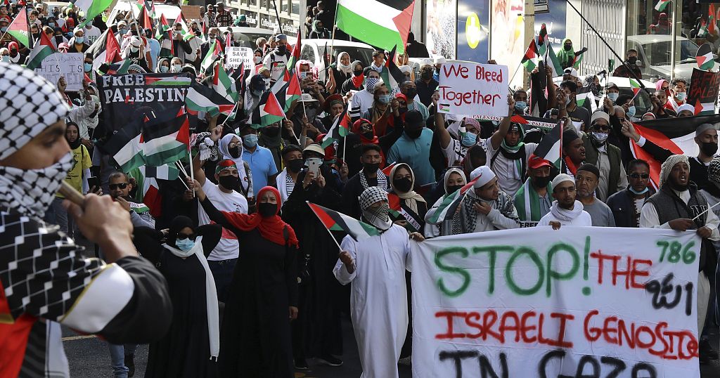 Crowds protest in Cape Town for an end to Israel-Gaza war, as conflict nears second year