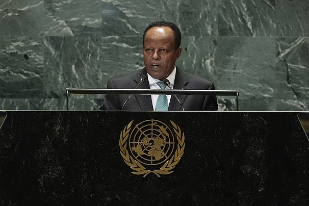 Taye Atske-Selassie Amde addresses the 79th session of the United Nations General Assembly, on Sept. 27, 2024. 