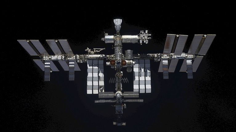 A view of the International Space Station taken on March 30, 2022 by crew of Russian Soyuz MS-19 space ship after undocking from the Station. 