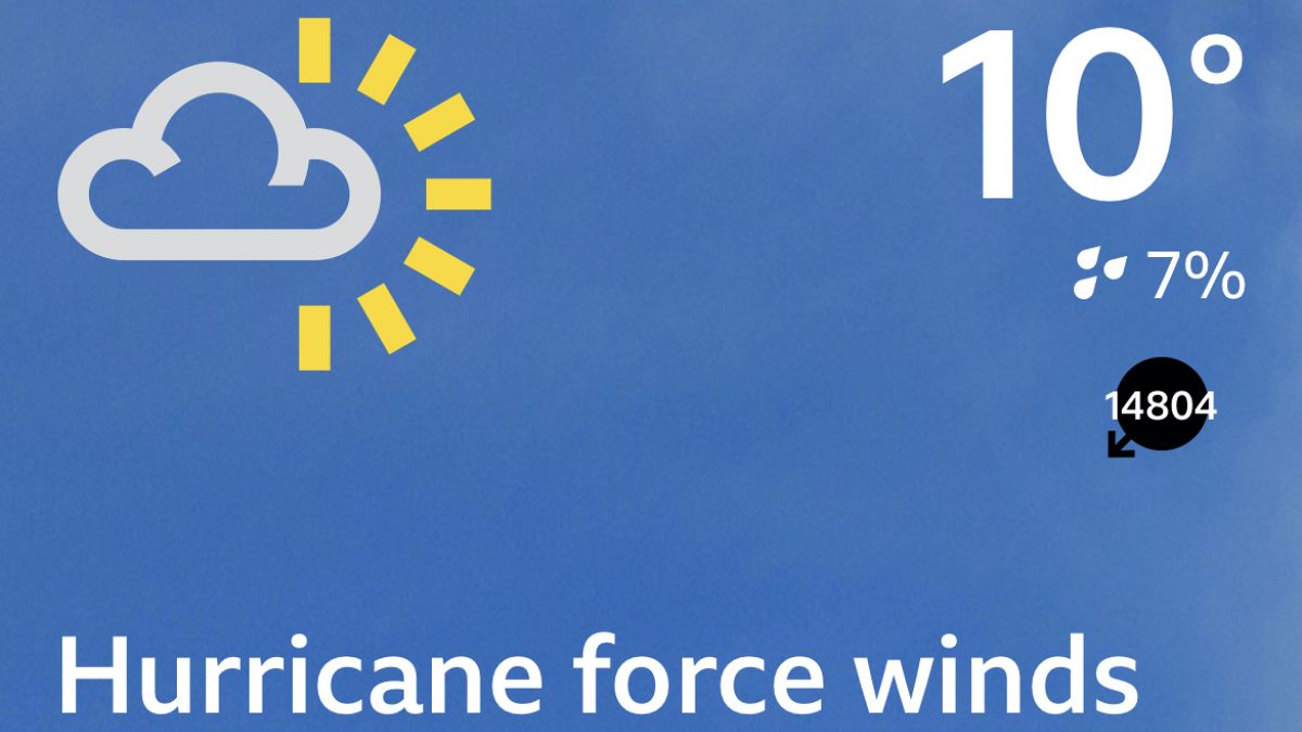 Social media laughs after UK weather app glitch warned of 14,000 mph winds and 404C temperatures