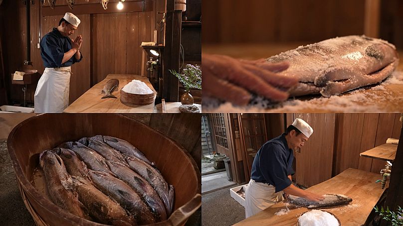 El respeto es clave en el proceso de curado del salmón de Shinji Kikkawa. Empieza con una oración y siempre trata a cada pez con sumo cuidado