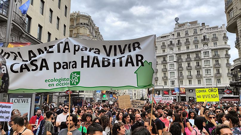 Manifestación por el precio del a vivienda en Madrid, Gran Vía - 13 de octubre de 2024