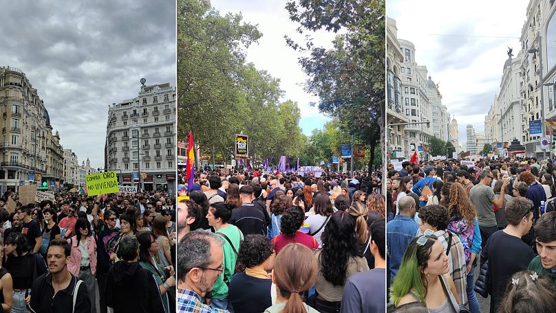 Multitudinaria aglomeración de manifestantes en Madrid - 13 de octubre 2024