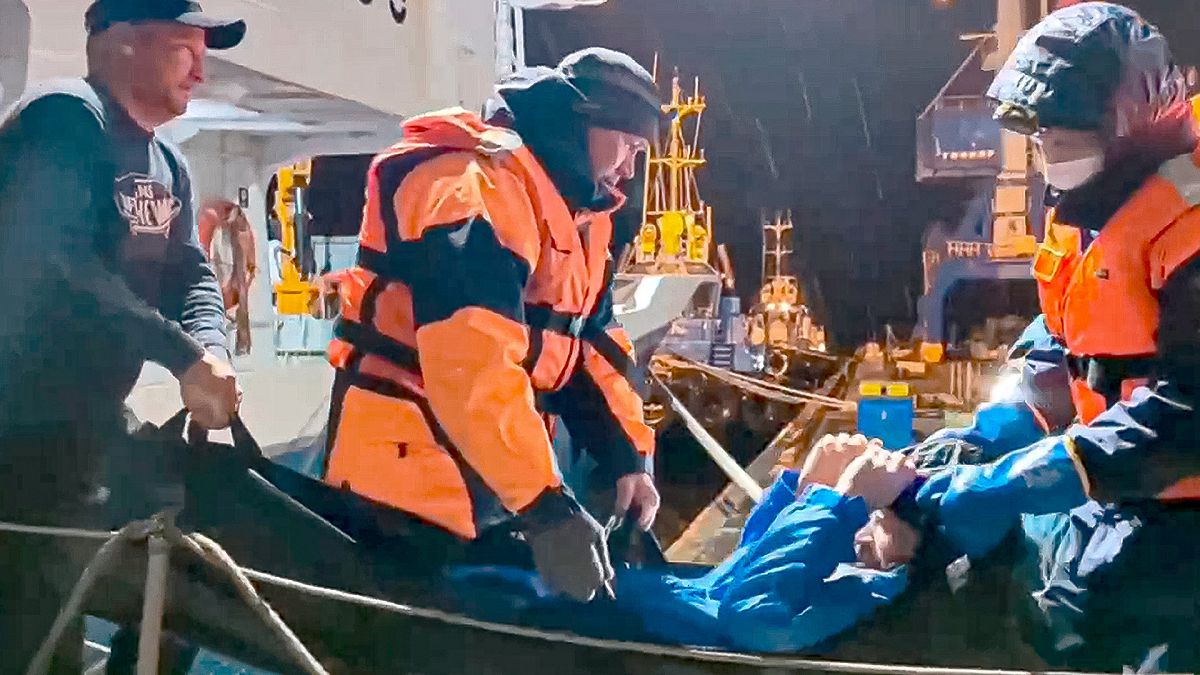 A Russian rescued after two months adrift in the Sea of Okhotsk