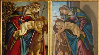 The original by Botticelli (left) and the copy from his studio (right)